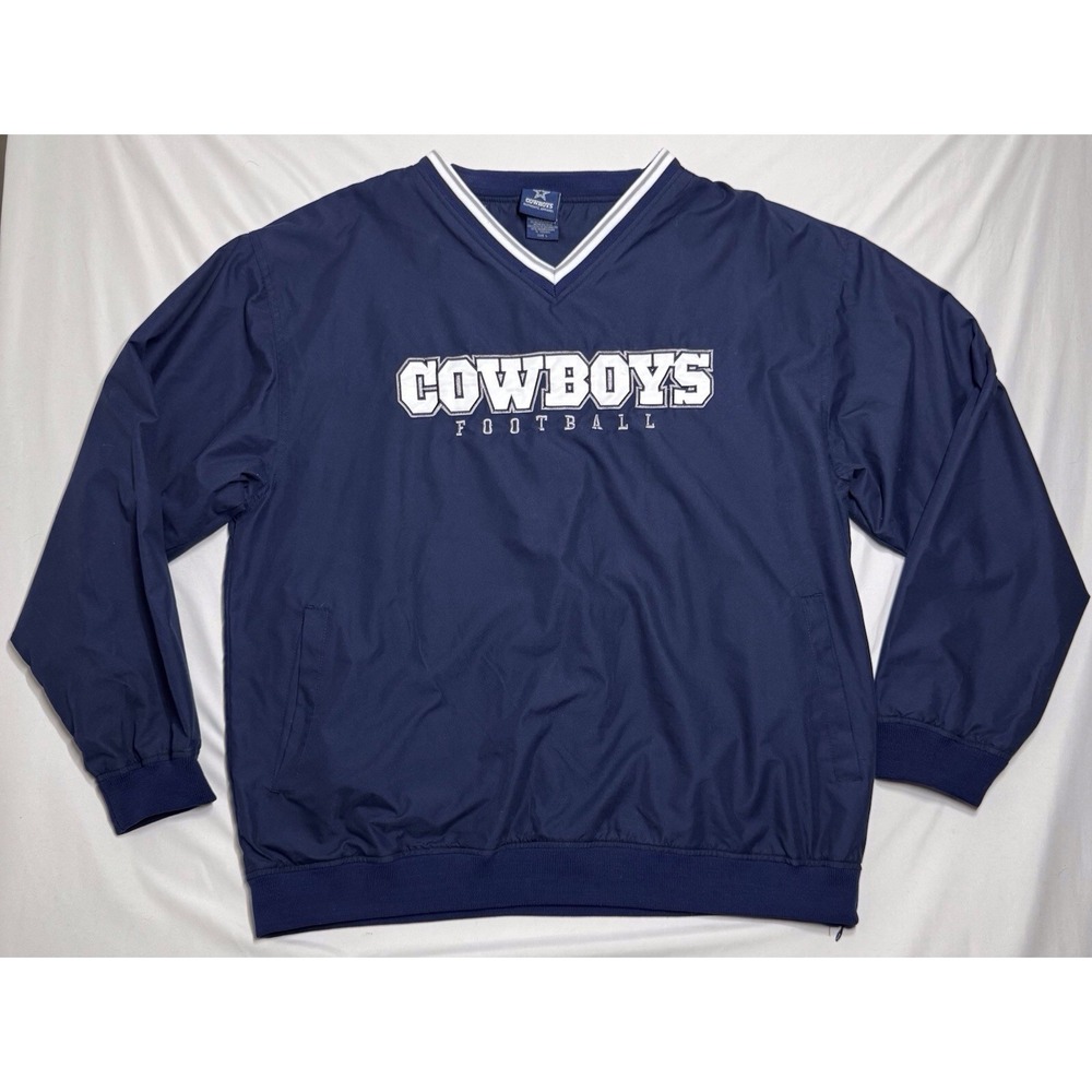 Dallas Cowboys Jacket Blue V Neck Pullover Apparel‎ Football Men's Size Large